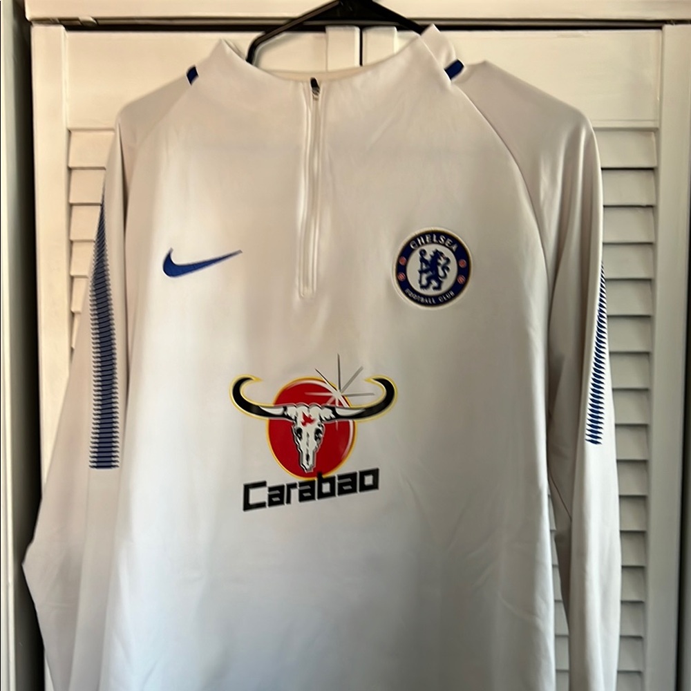 Nike White and Blue Men's Sweatshirt